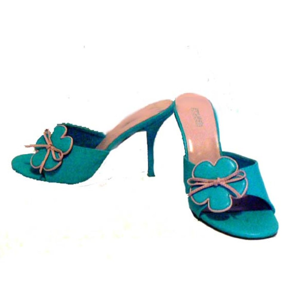 Turquoise 3 Inch High Heel Sling Back Shoes